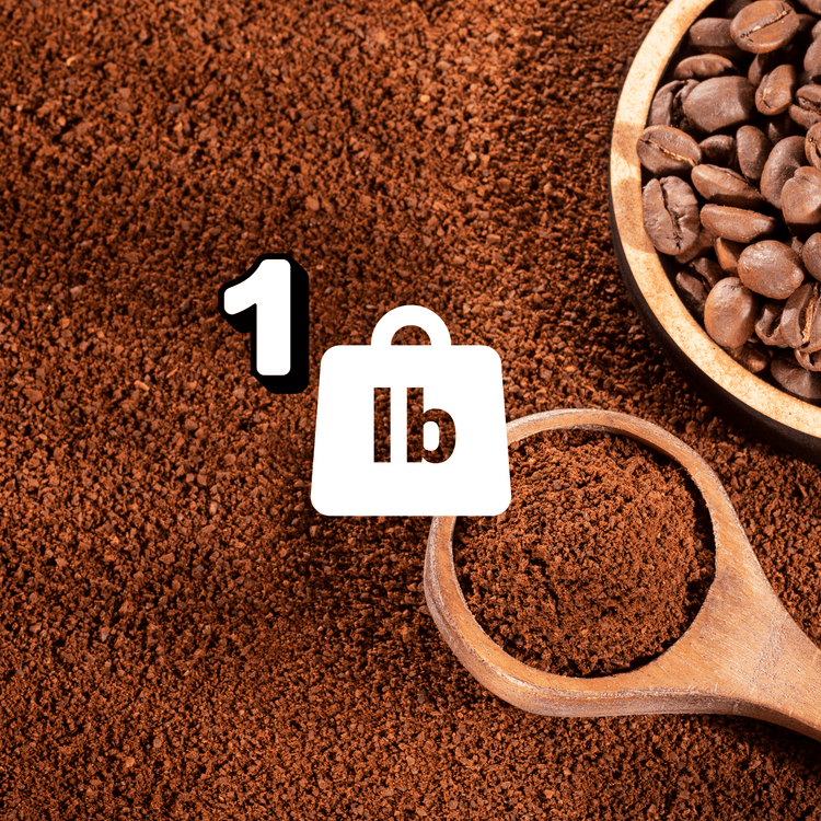 1 lb of ground coffee beans with measuring scoop, perfect for bold coffee for daily confidence.