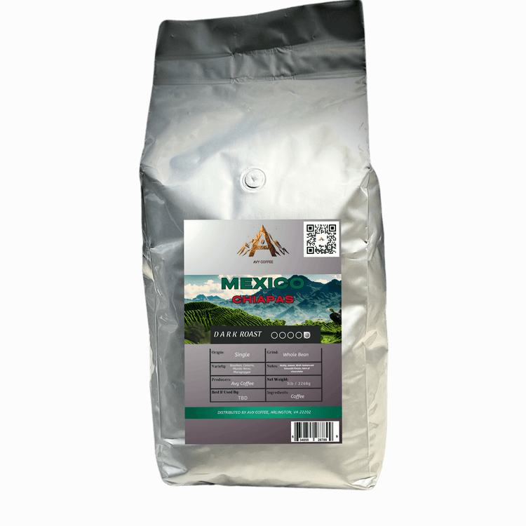 Mexico Chiapas package showcasing rich flavors of Mexican Chiapas organic coffee, a premium dark roast.