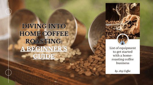 A visual guide on home coffee roasting with coffee beans and equipment showcasing the art of specialty coffee.