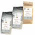 Three bags of Hazelnut coffee blend, featuring premium Brazilian beans and medium roast, showcasing nutty flavor.