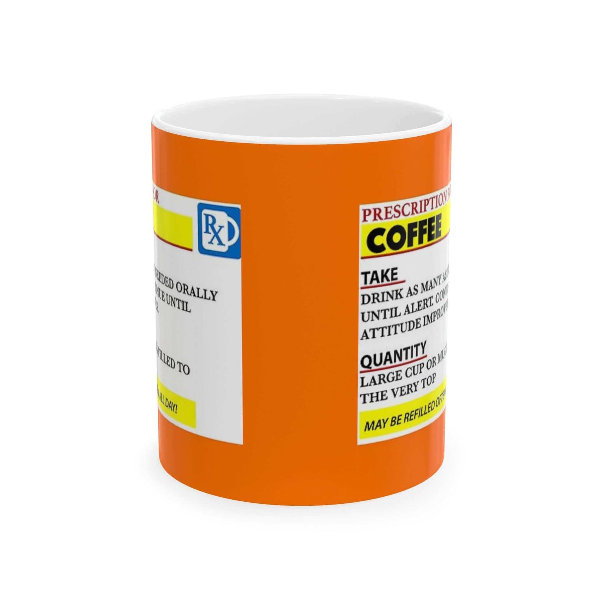 Unisex Prescription Coffee Mug (11oz, 15oz) - BPA and Lead-free, microwave and dishwasher-safe durable white ceramic mug with vivid colors.