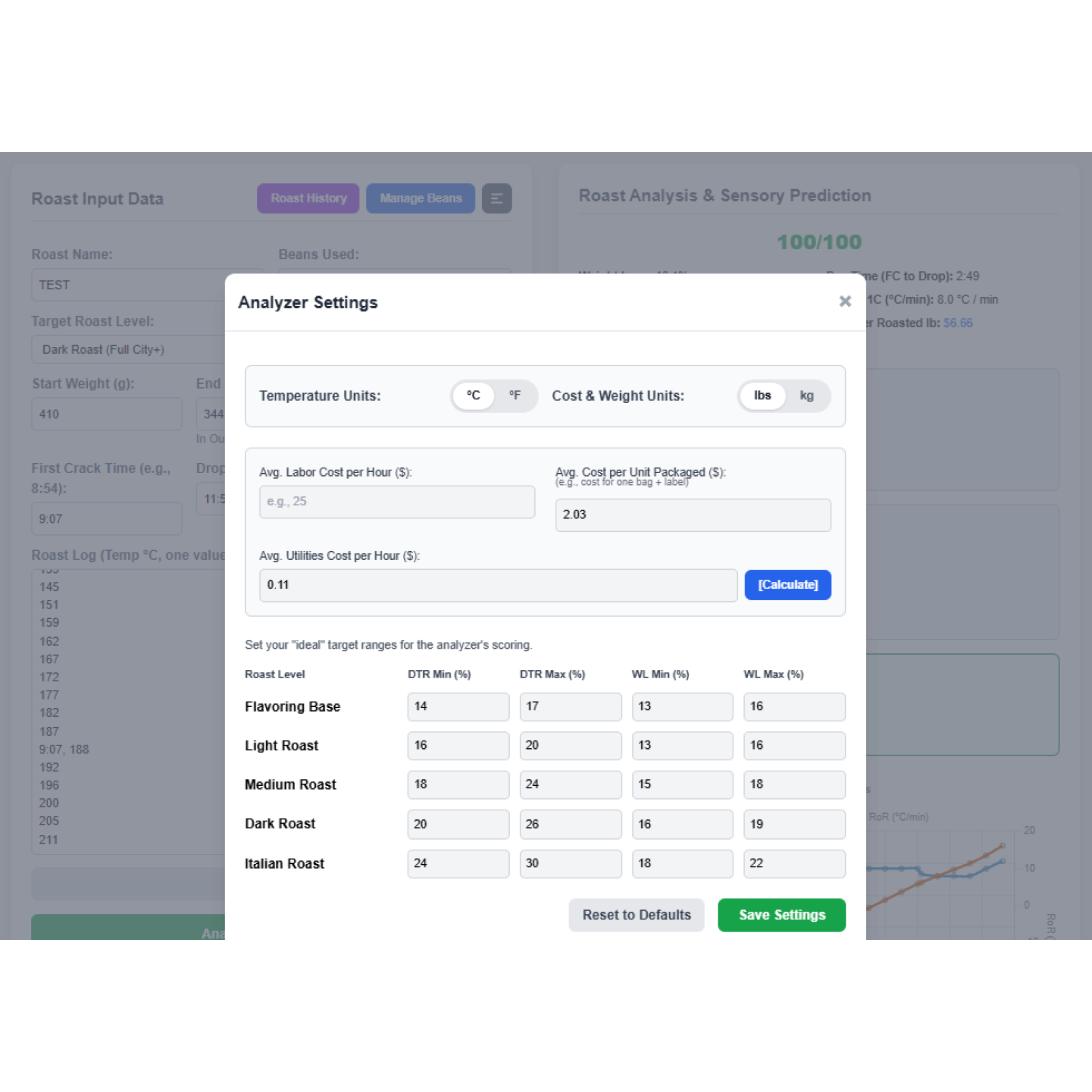 Roasting Analyzer, Coach & True COGS (v4.5)