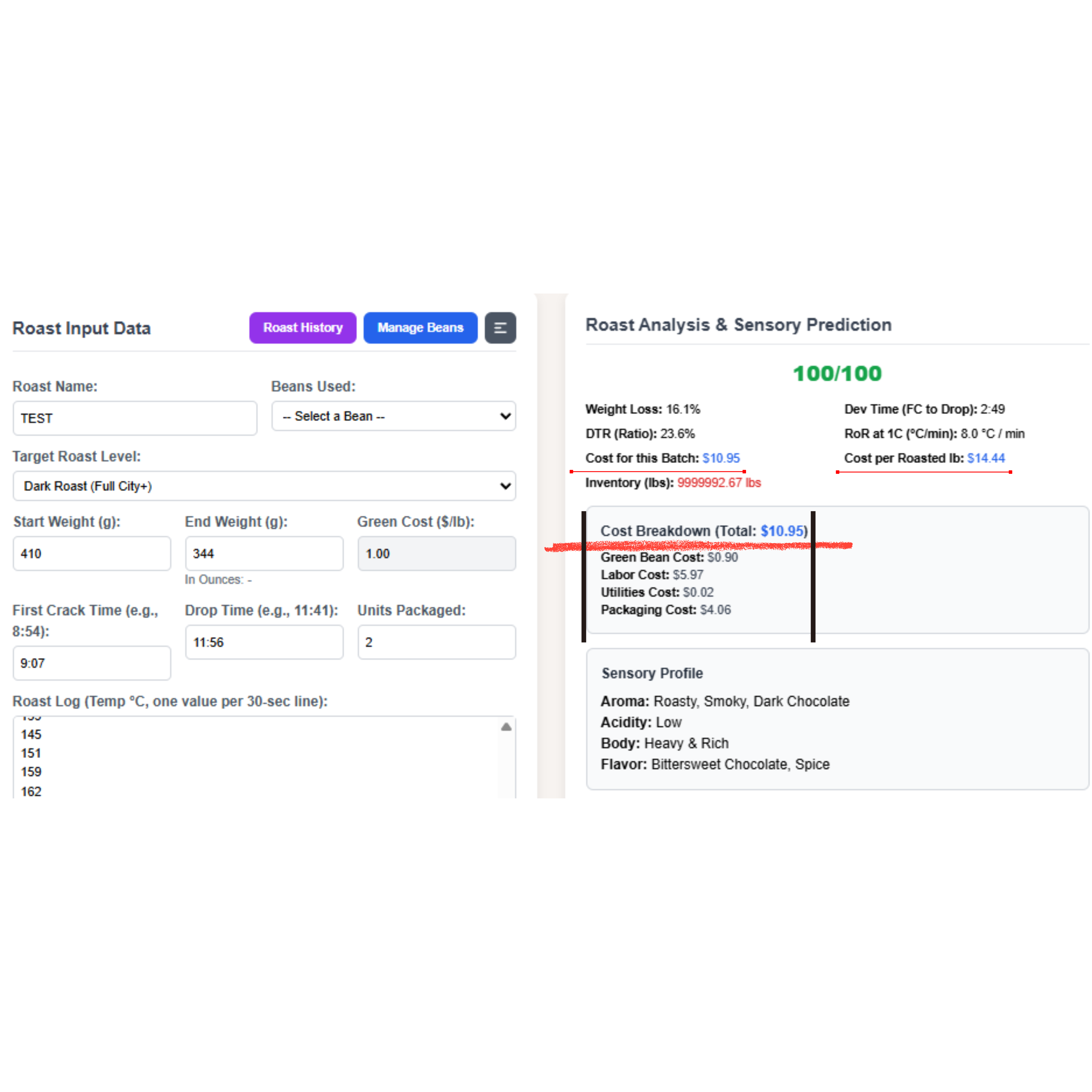 Roasting Analyzer, Coach & True COGS (v4.5)