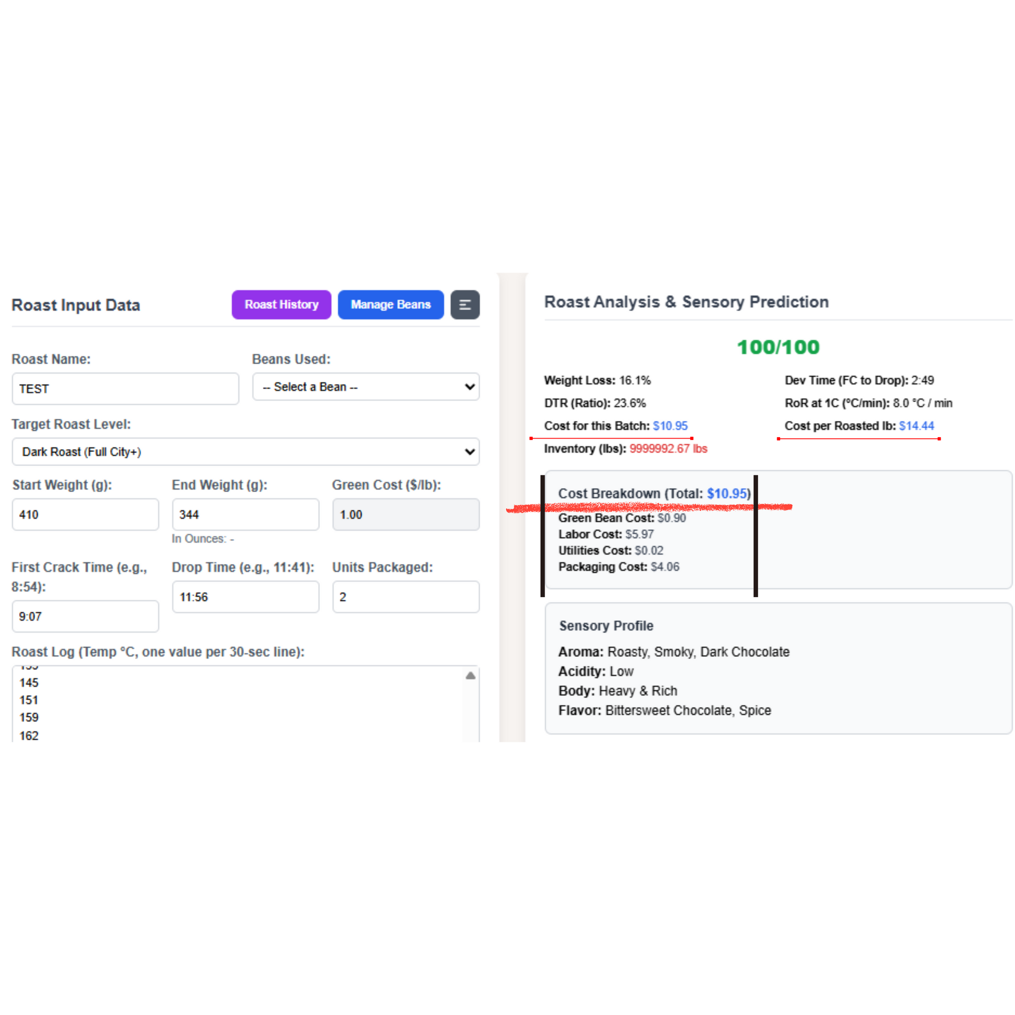 Roasting Analyzer, Coach & True COGS (v4.5)