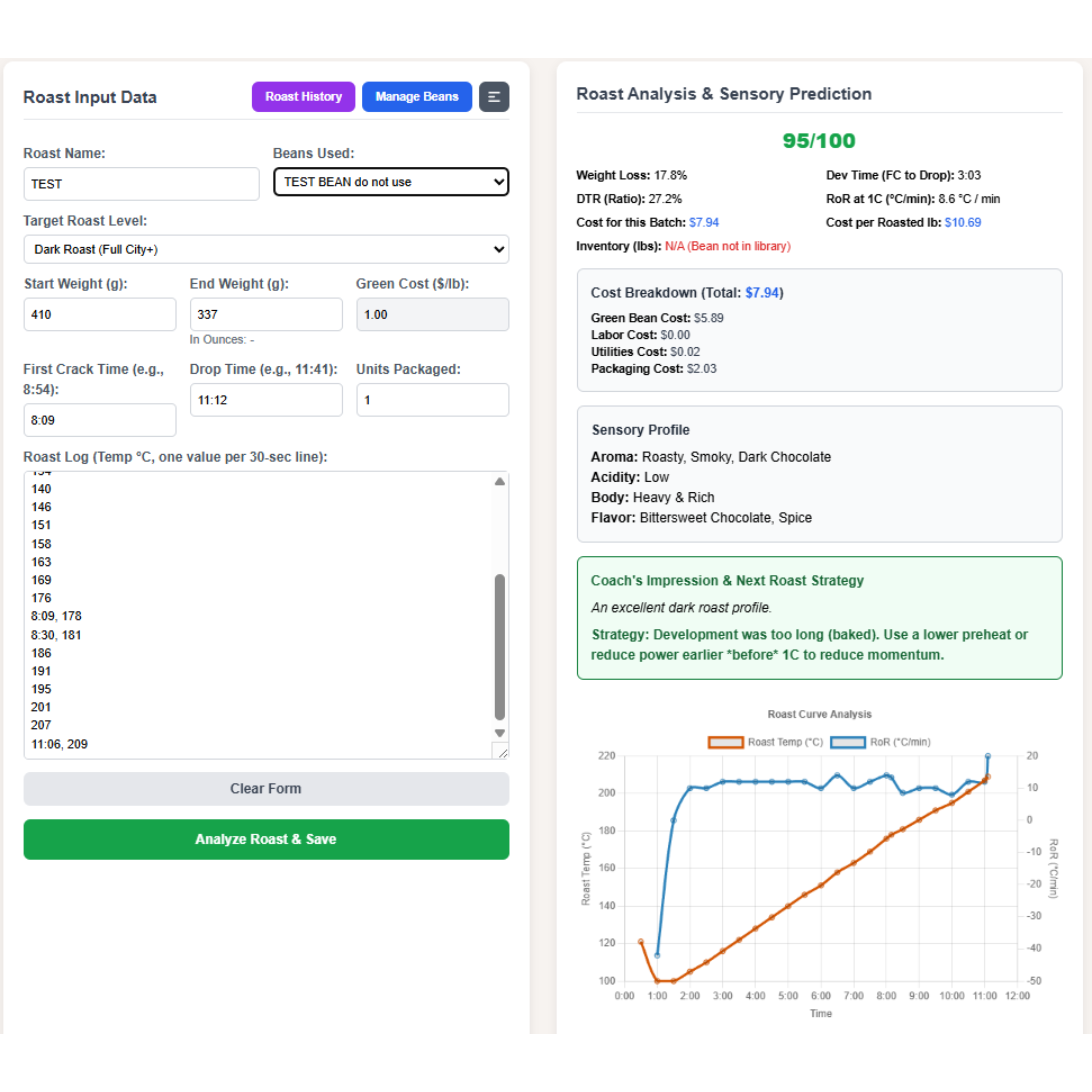Roasting Analyzer, Coach & True COGS (v4.5)